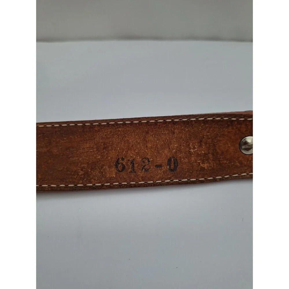 Vintage Double J Saddlery Belt Sz 34 Brown Leather Concho 90's Western No Buckle